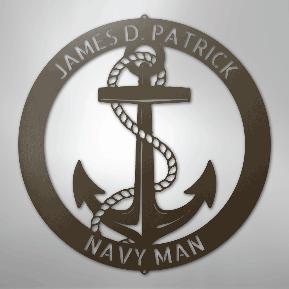 Custom Metal Wall Art - Personalized Nautical Anchor Sign Stone