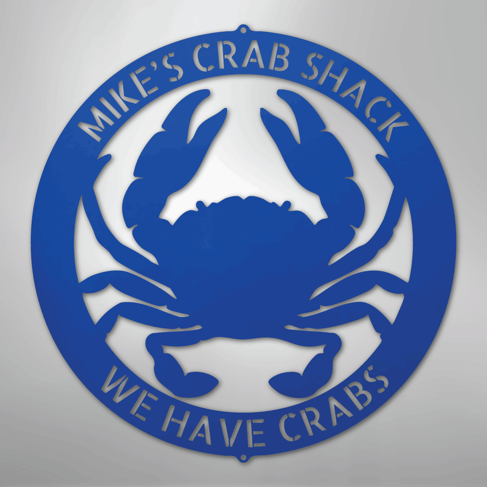 Custom Metal Wall Art - Personalized Crab Sign Blue