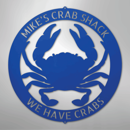 Custom Metal Wall Art - Personalized Crab Sign Blue