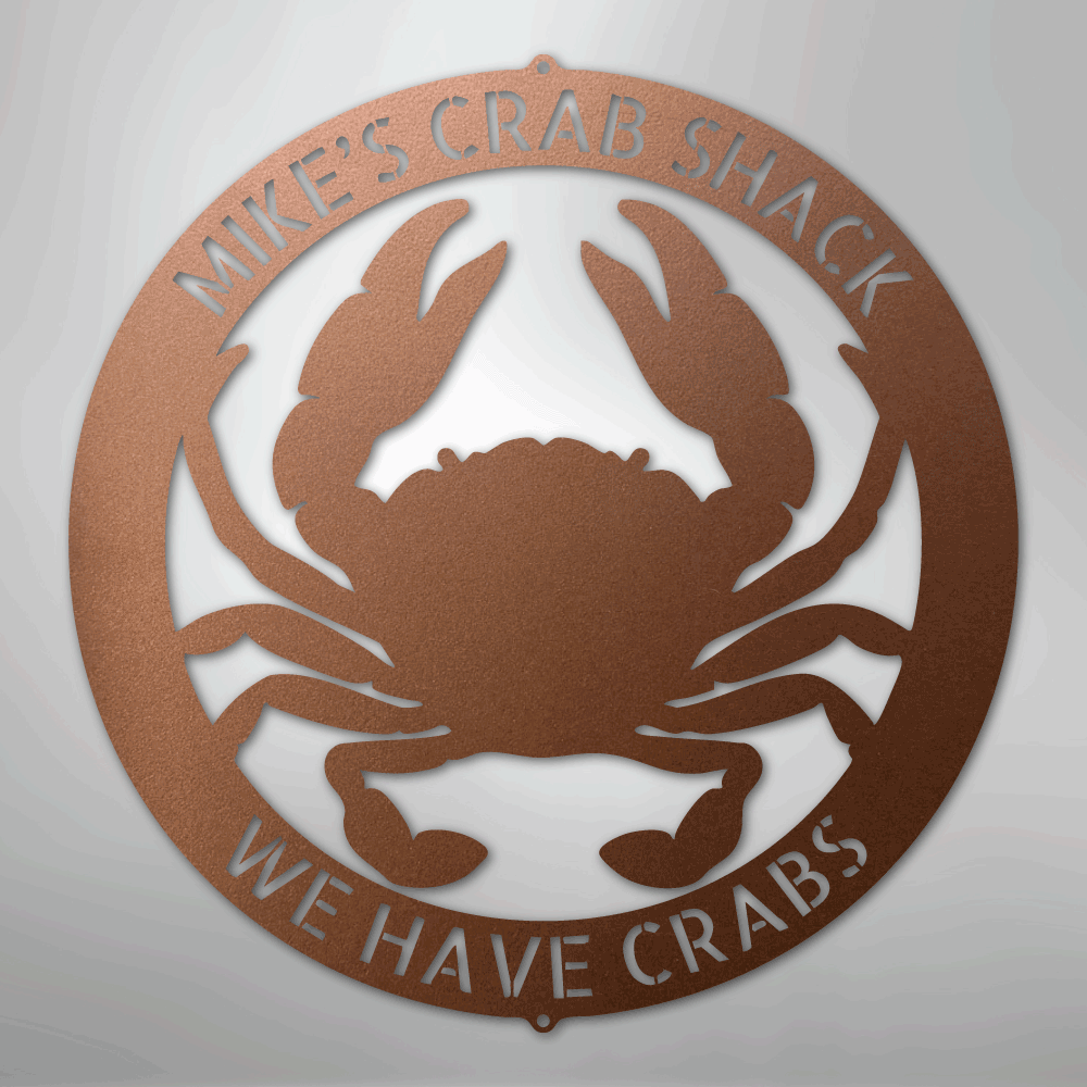 Custom Metal Wall Art - Personalized Crab Sign Copper