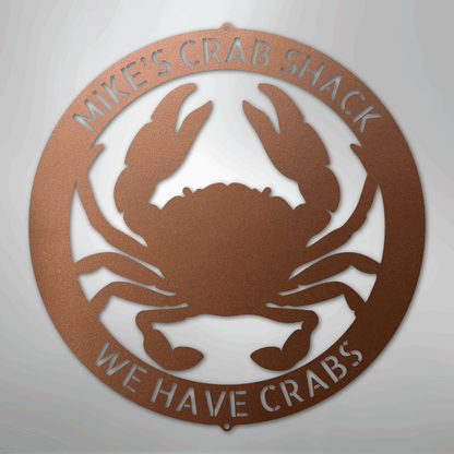 Custom Metal Wall Art - Personalized Crab Sign Copper