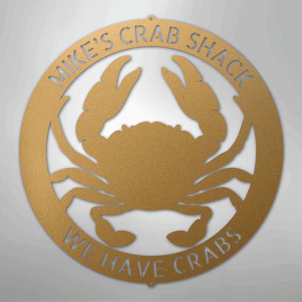 Custom Metal Wall Art - Personalized Crab Sign Gold