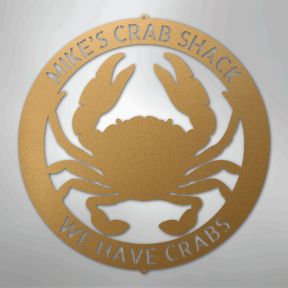 Custom Metal Wall Art - Personalized Crab Sign Gold