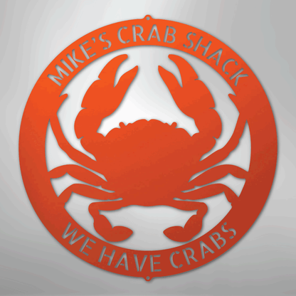 Custom Metal Wall Art - Personalized Crab Sign Orange