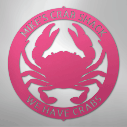 Custom Metal Wall Art - Personalized Crab Sign Pink
