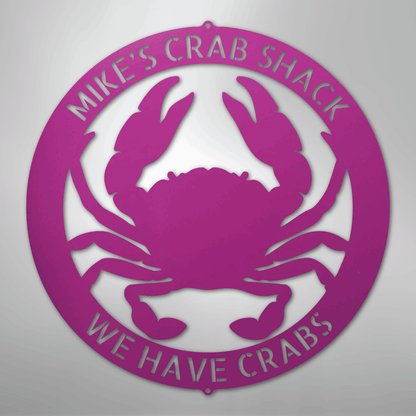 Custom Metal Wall Art - Personalized Crab Sign Purple