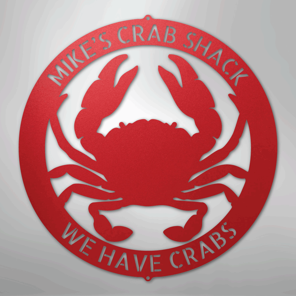 Custom Metal Wall Art - Personalized Crab Sign Red