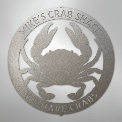 Custom Metal Wall Art - Personalized Crab Sign Silver