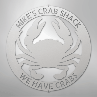 Custom Metal Wall Art - Personalized Crab Sign White