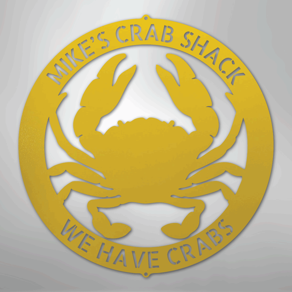 Custom Metal Wall Art - Personalized Crab Sign Yellow