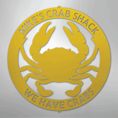 Custom Metal Wall Art - Personalized Crab Sign Yellow