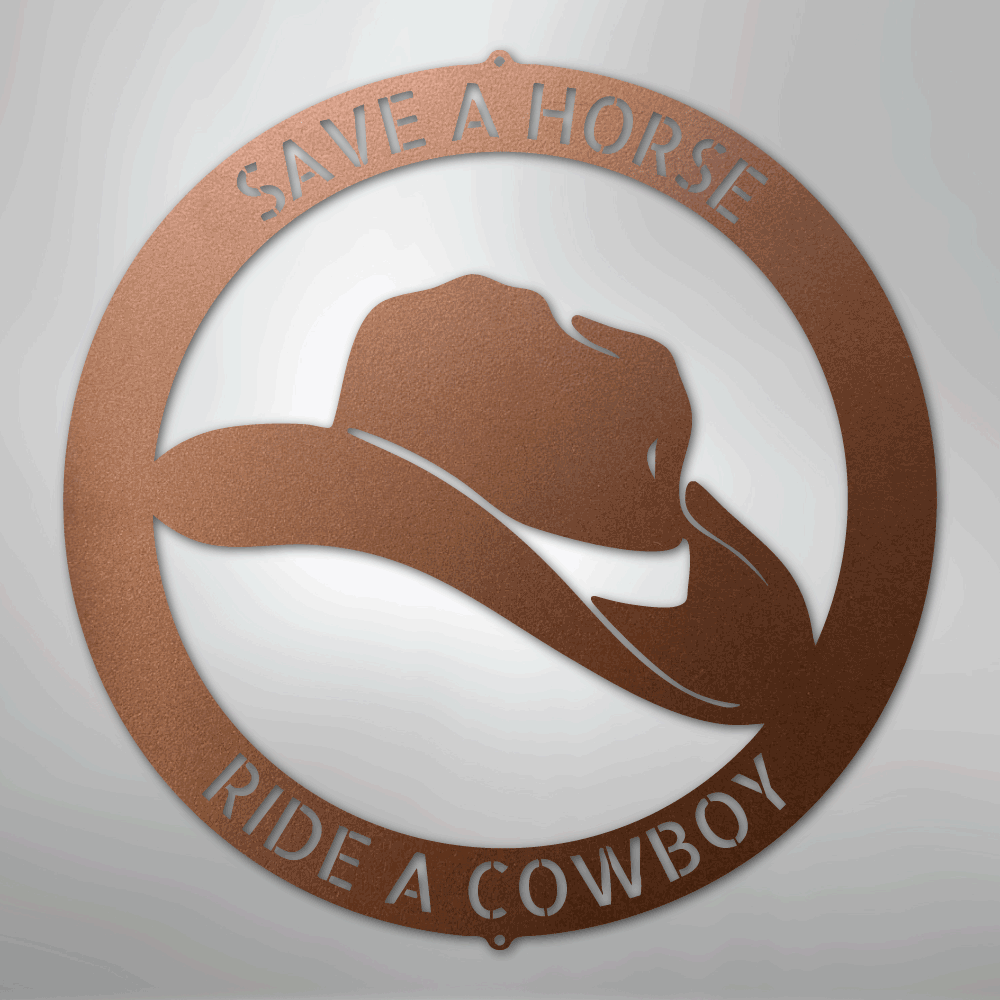 Custom Metal Wall Art - Personalized Western Cowboy Monogram Sign Copper