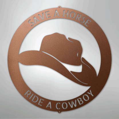 Custom Metal Wall Art - Personalized Western Cowboy Monogram Sign Copper
