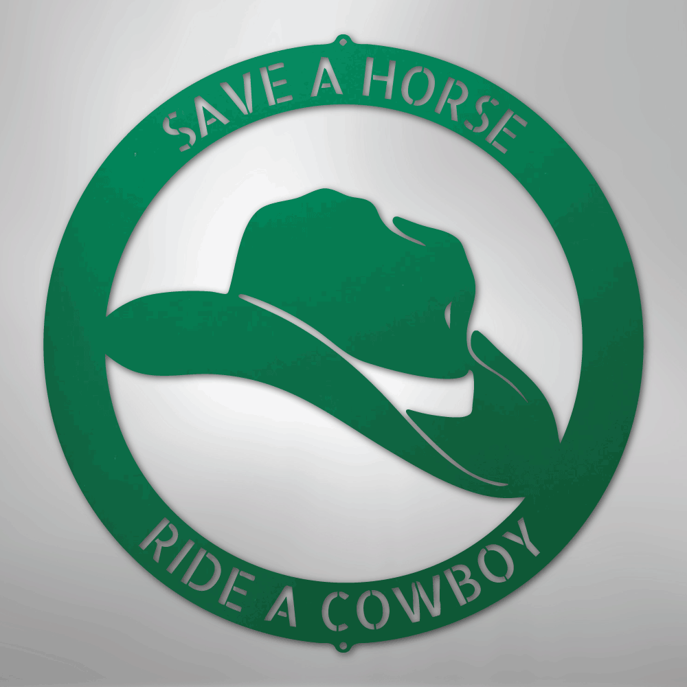 Custom Metal Wall Art - Personalized Western Cowboy Monogram Sign Green