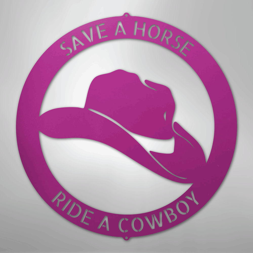Custom Metal Wall Art - Personalized Western Cowboy Monogram Sign Purple