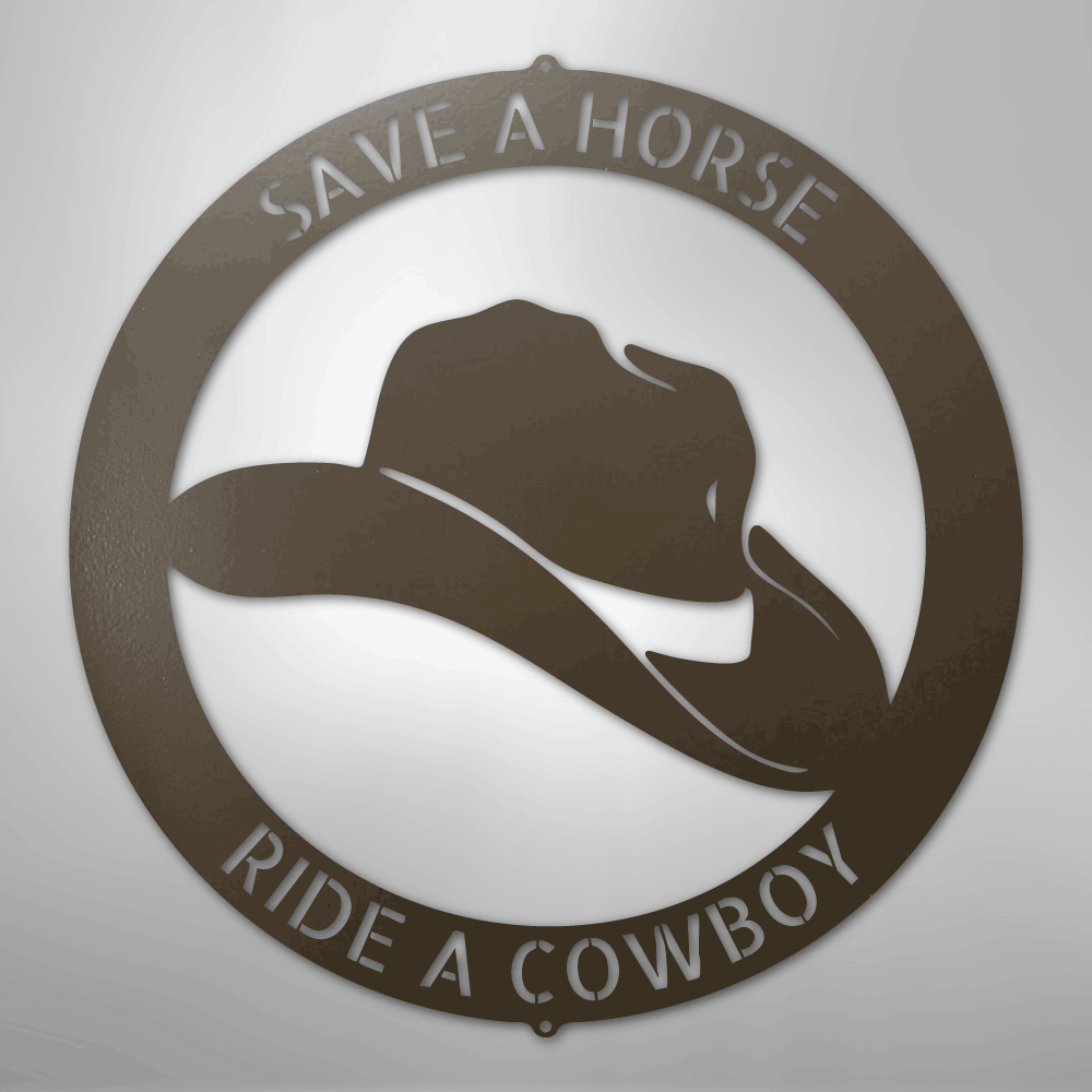Custom Metal Wall Art - Personalized Western Cowboy Monogram Sign Stone