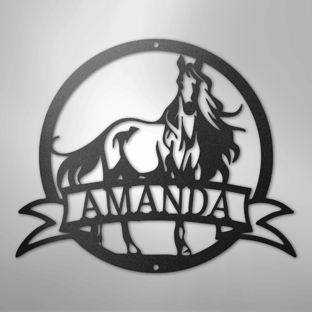 Custom Metal Wall Art - Personalized Horse Monogram Sign