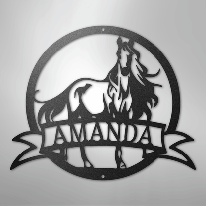 Custom Metal Wall Art - Personalized Horse Monogram Sign