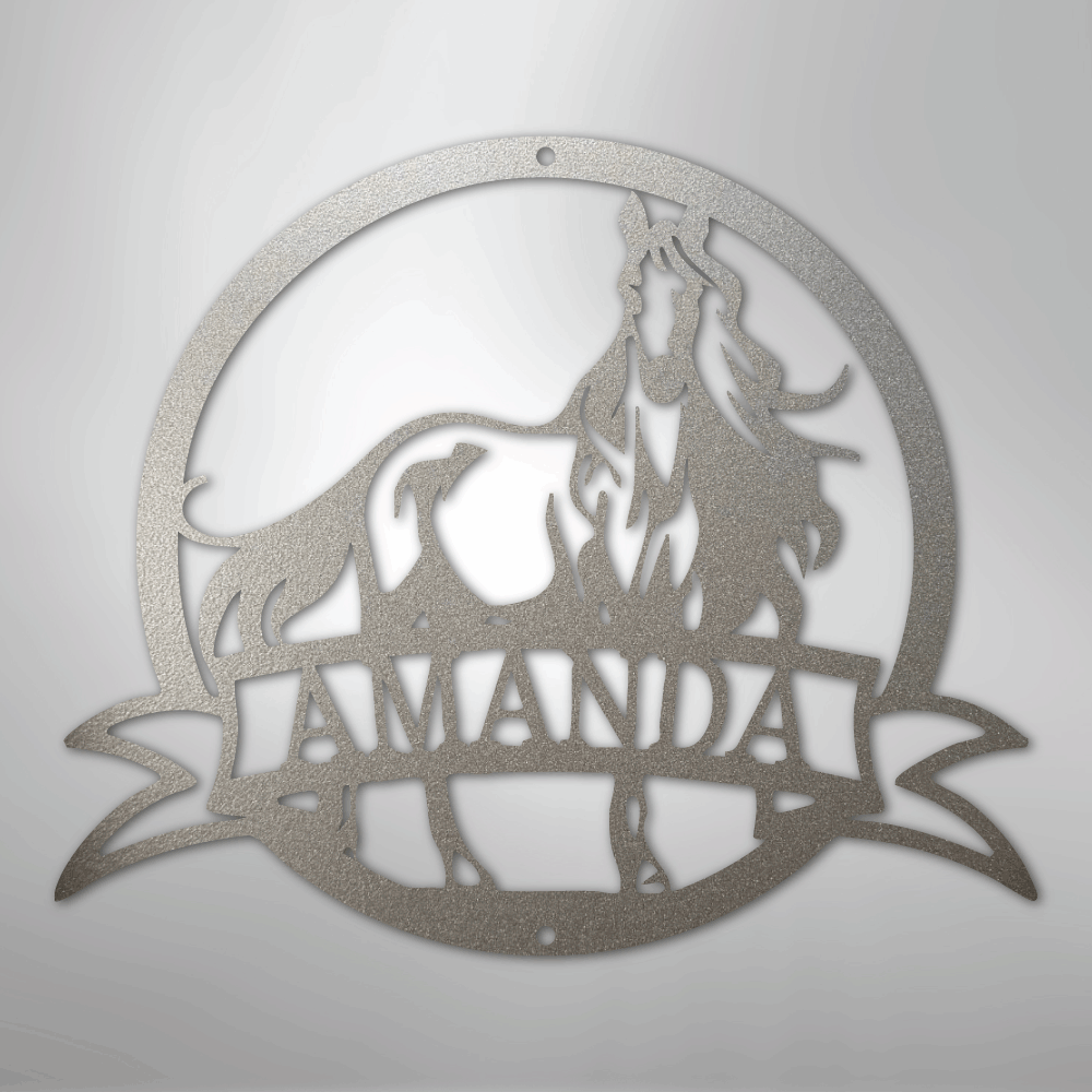 Custom Metal Wall Art - Personalized Horse Monogram Sign Silver