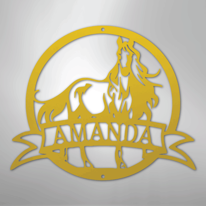 Custom Metal Wall Art - Personalized Horse Monogram Sign Yellow
