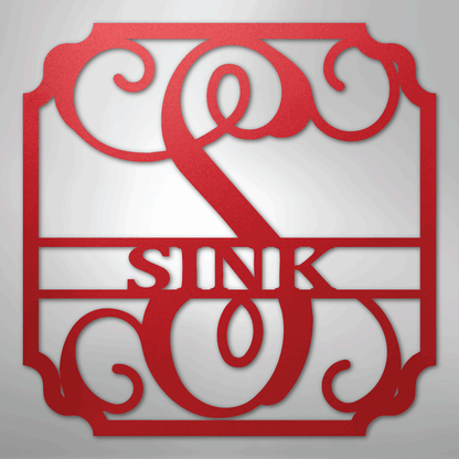 Custom Metal Wall Art - Personalized Established Family Sign Red