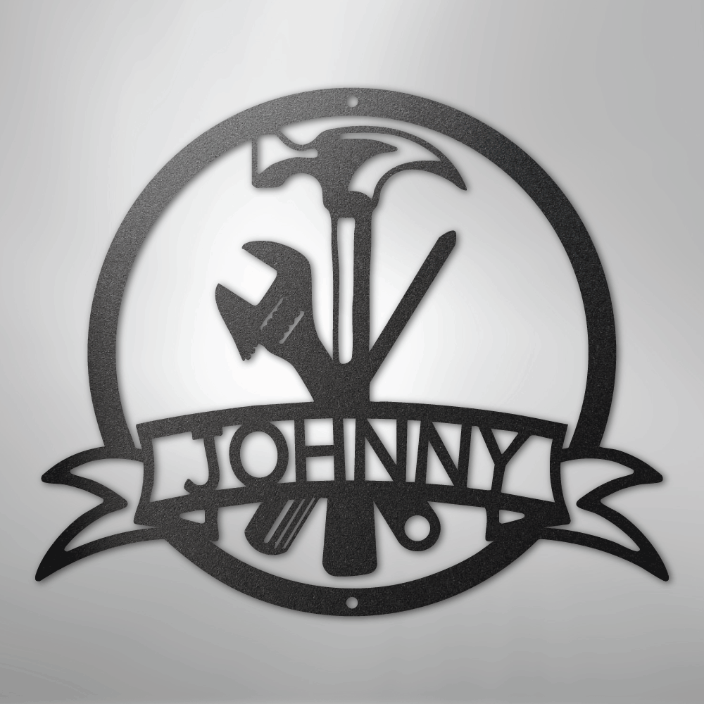 Custom Metal Wall Art - Personalized Tool Sign Black