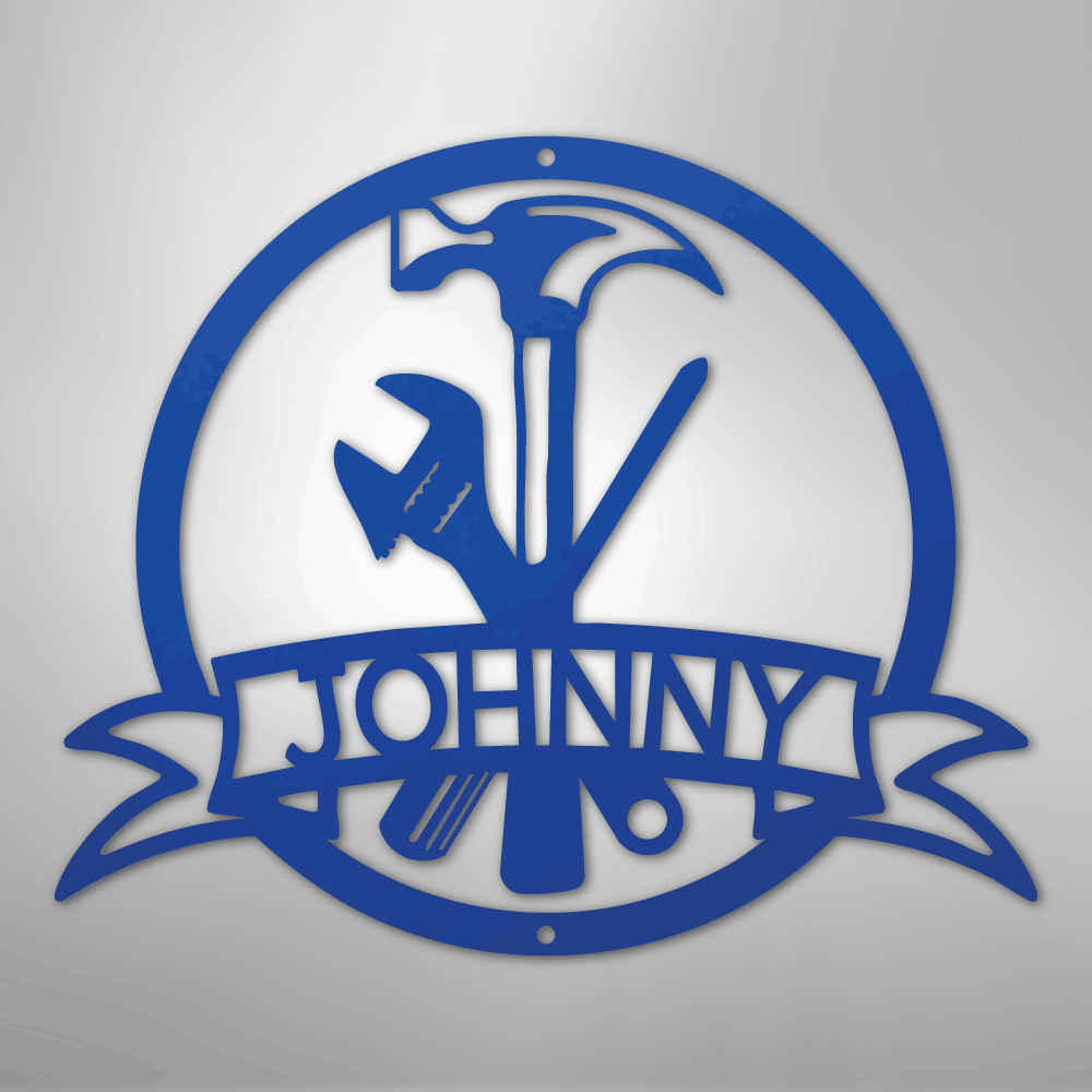 Custom Metal Wall Art - Personalized Tool Sign Blue