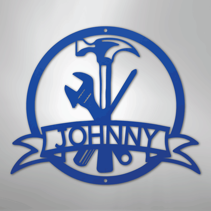 Custom Metal Wall Art - Personalized Tool Sign Blue
