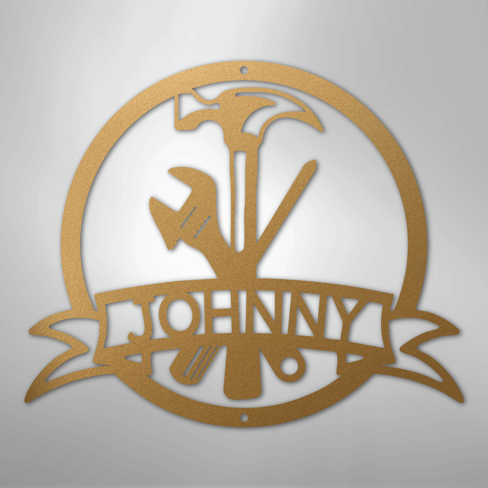 Custom Metal Wall Art - Personalized Tool Sign Gold