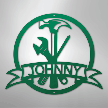 Custom Metal Wall Art - Personalized Tool Sign Green