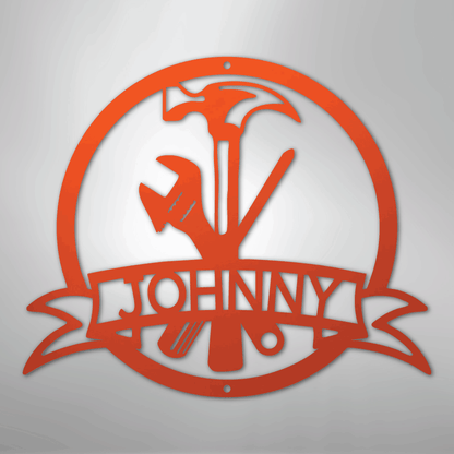 Custom Metal Wall Art - Personalized Tool Sign Orange