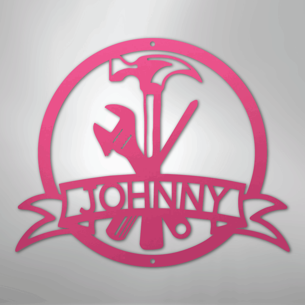 Custom Metal Wall Art - Personalized Tool Sign Pink