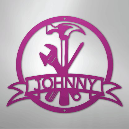 Custom Metal Wall Art - Personalized Tool Sign Purple
