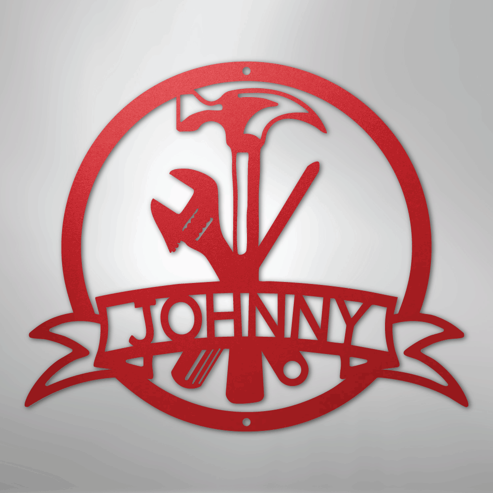 Custom Metal Wall Art - Personalized Tool Sign Red
