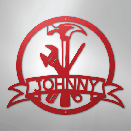 Custom Metal Wall Art - Personalized Tool Sign Red