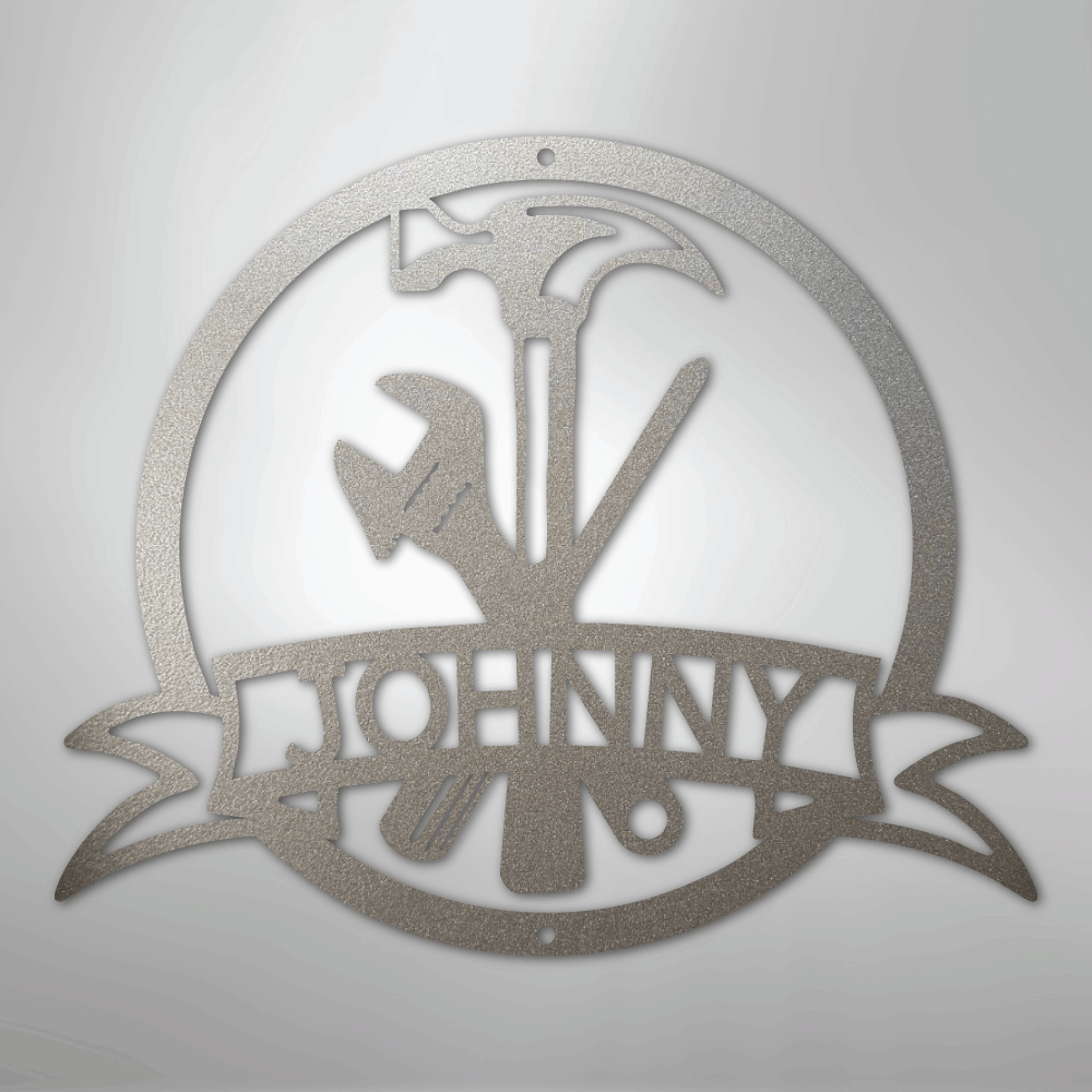 Custom Metal Wall Art - Personalized Tool Sign Silver