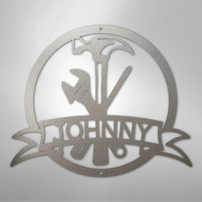 Custom Metal Wall Art - Personalized Tool Sign Silver
