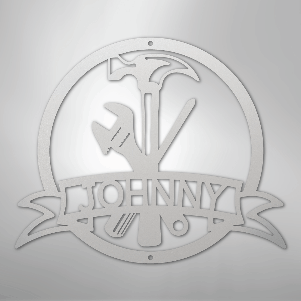 Custom Metal Wall Art - Personalized Tool Sign White