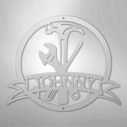 Custom Metal Wall Art - Personalized Tool Sign White