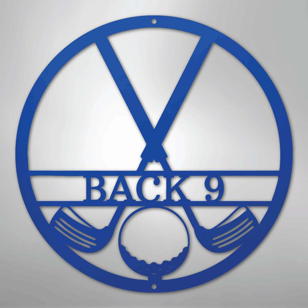 Custom Metal Wall Art - Personalized Golf Club Monogram Sign Blue