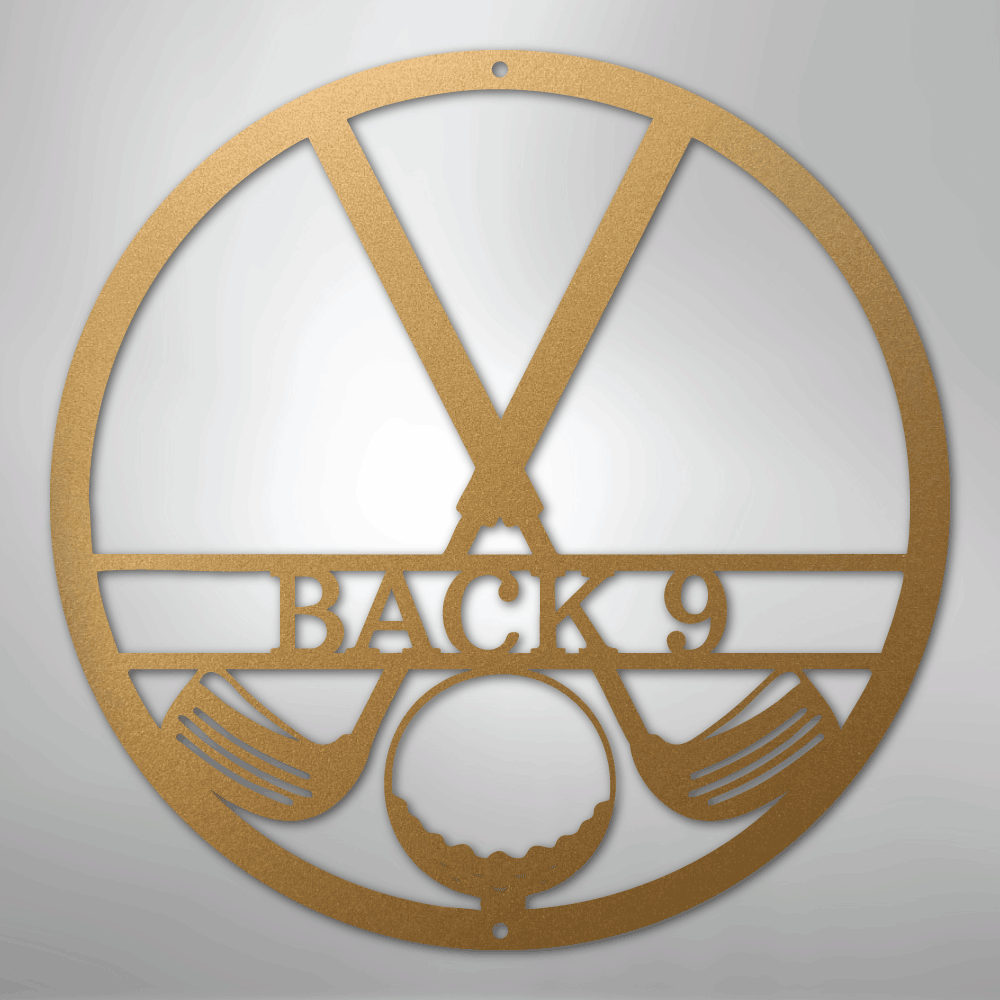 Custom Metal Wall Art - Personalized Golf Club Monogram Sign Gold