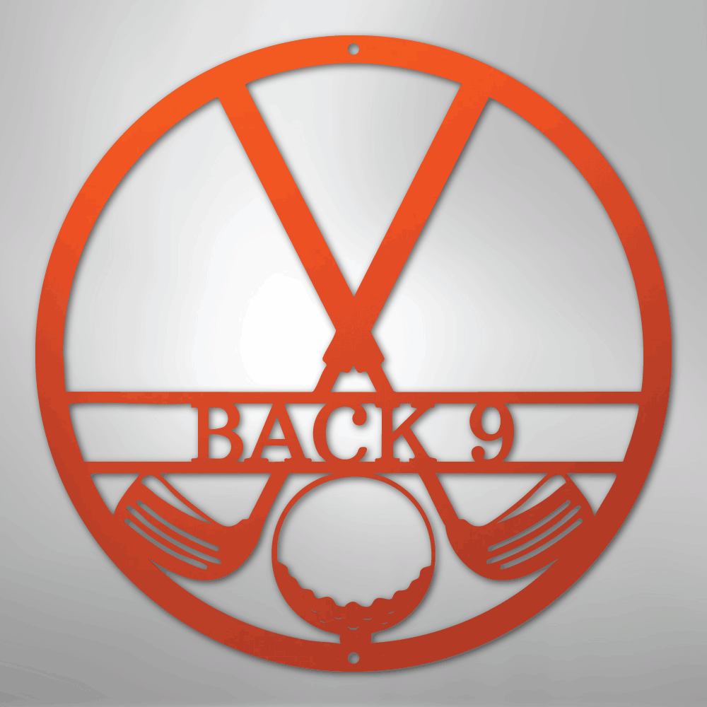 Custom Metal Wall Art - Personalized Golf Club Monogram Sign Orange