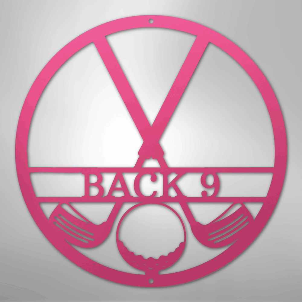 Custom Metal Wall Art - Personalized Golf Club Monogram Sign Pink