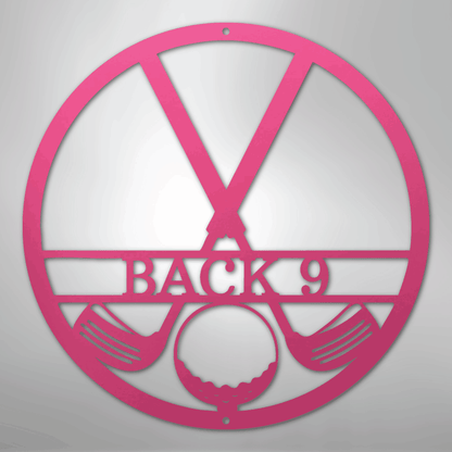 Custom Metal Wall Art - Personalized Golf Club Monogram Sign Pink