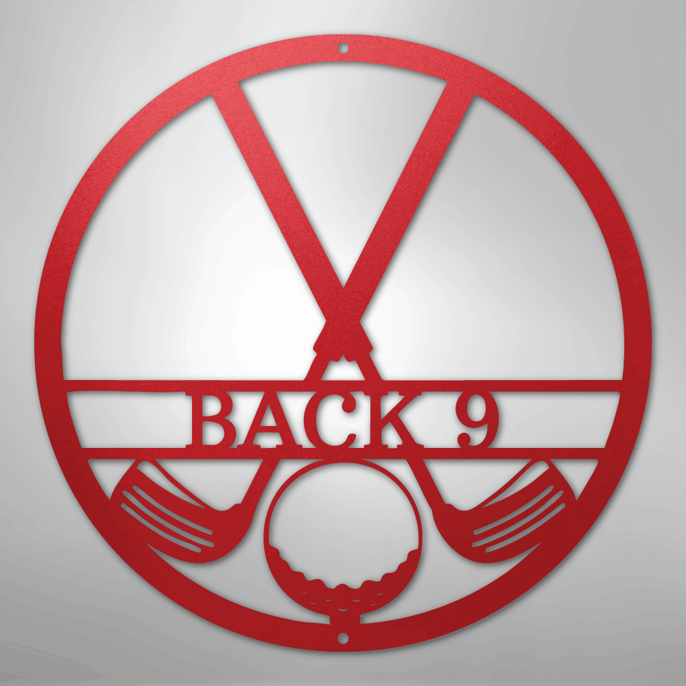 Custom Metal Wall Art - Personalized Golf Club Monogram Sign Red