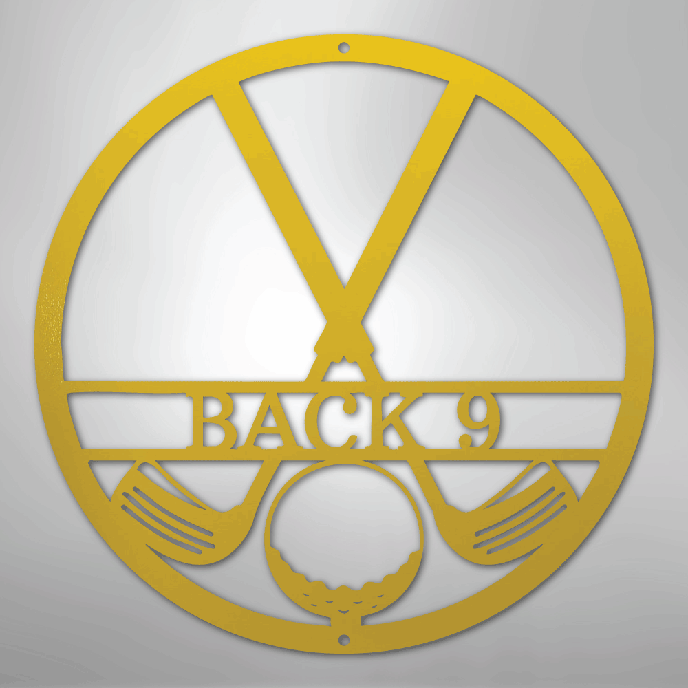 Custom Metal Wall Art - Personalized Golf Club Monogram Sign Yellow