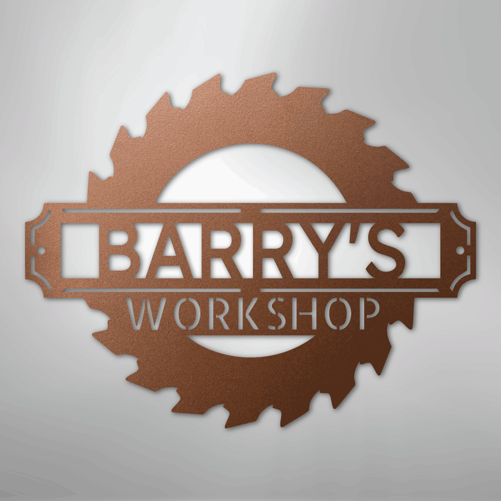 Custom Metal Wall Art - Personalized Workshop Name Sign Copper