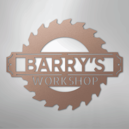 Custom Metal Wall Art - Personalized Workshop Name Sign Rose