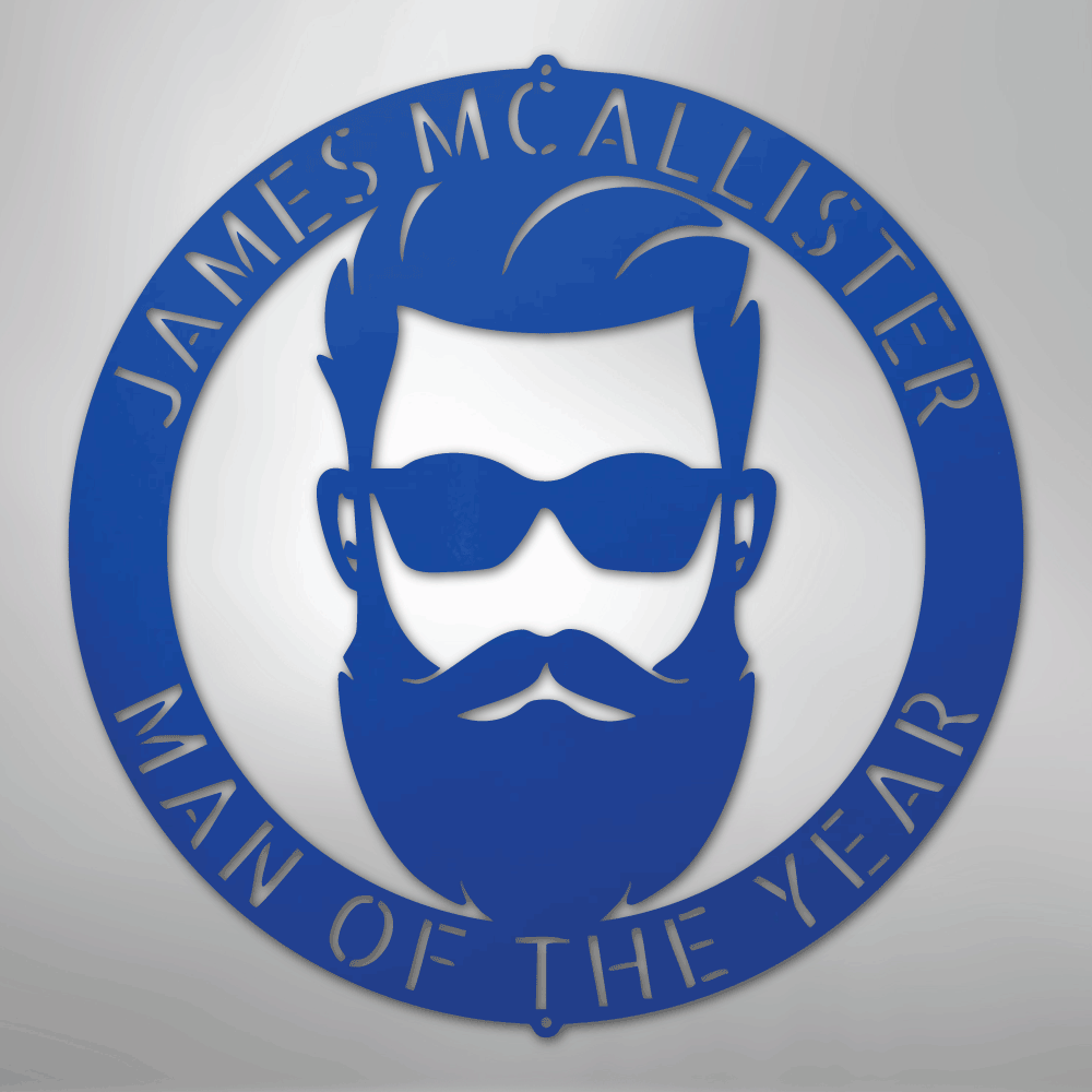 Custom Metal Wall Art - Personalized Man Cave Sign Blue