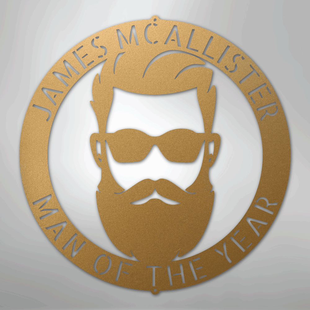 Custom Metal Wall Art - Personalized Man Cave Sign Gold